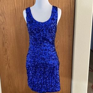 Royal blue sequined mini dress size small